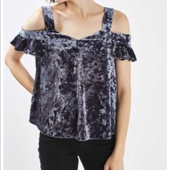 Topshop Tops - •TopShop Polly Bardot Velvet Top•